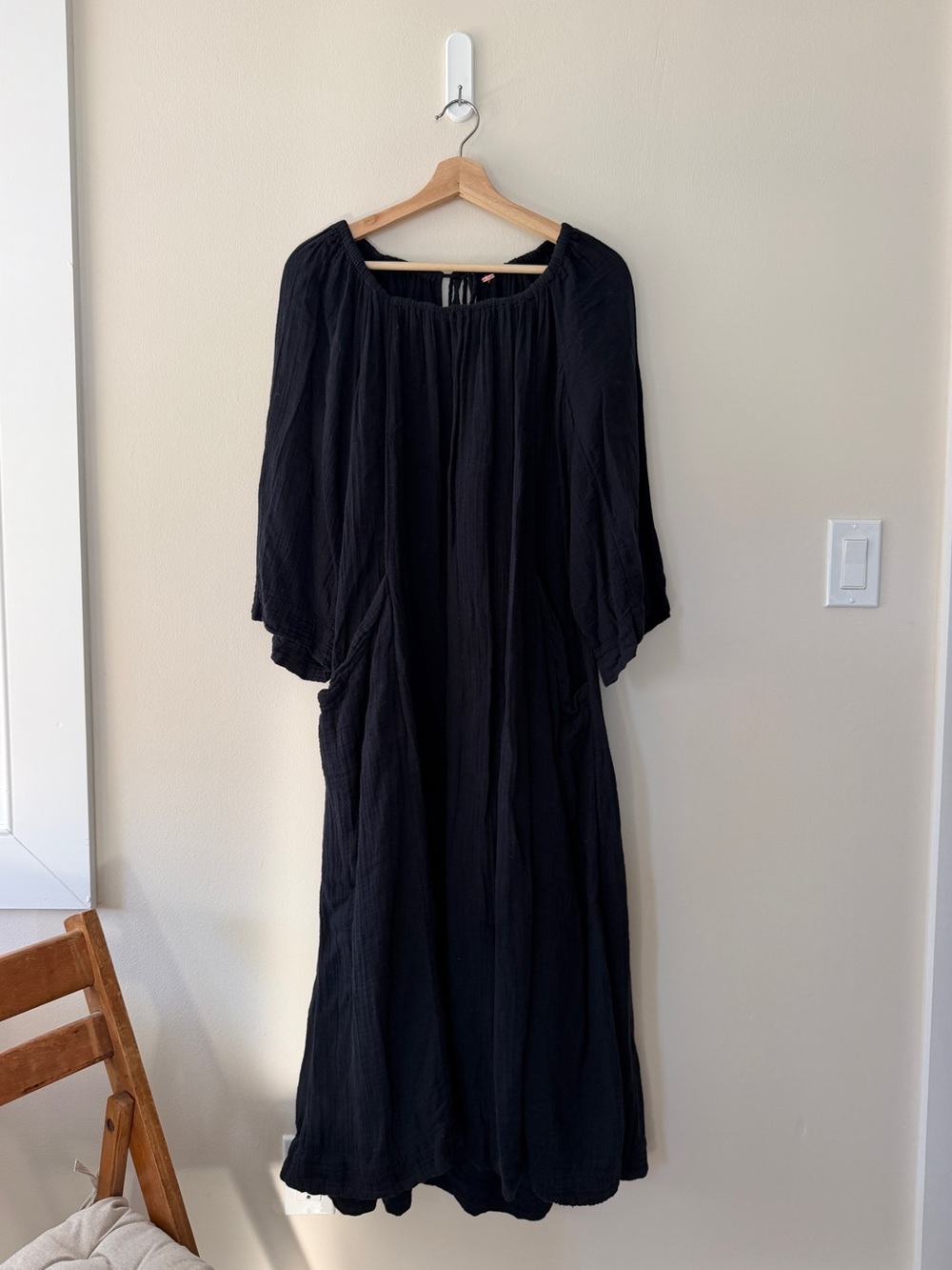 Free People Black Maxi Peasant Dress